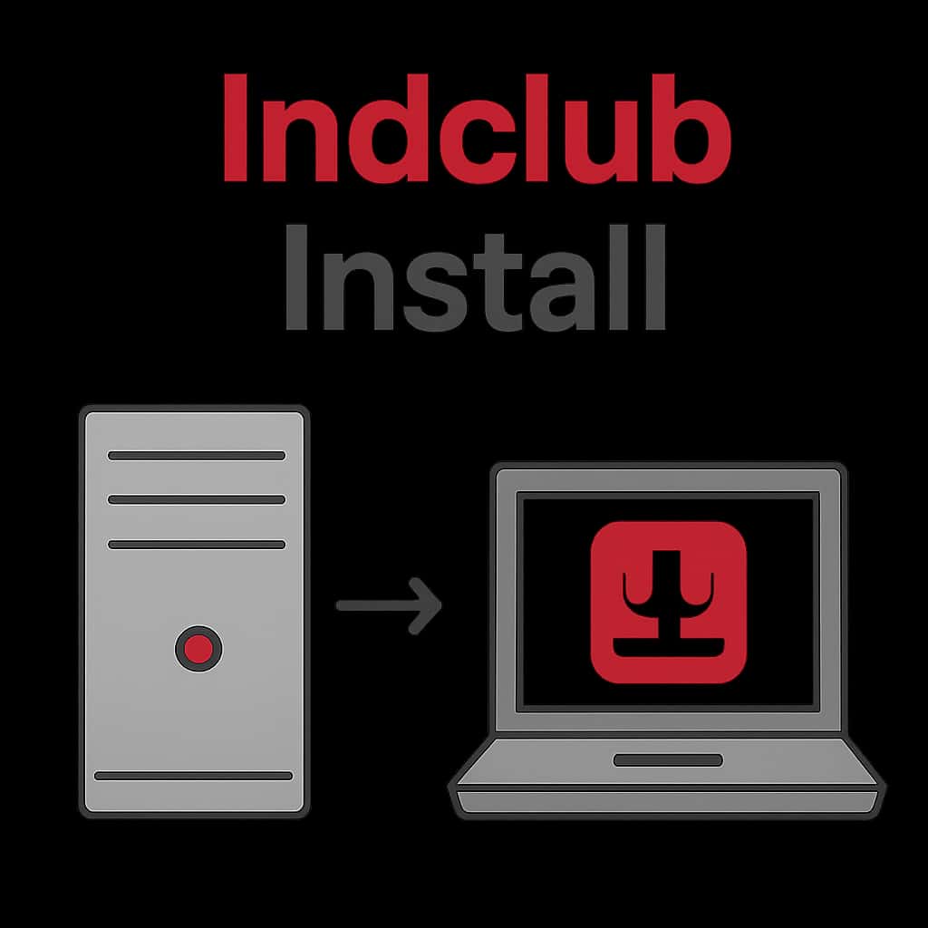 Graphic illustrating Indclub installation steps.