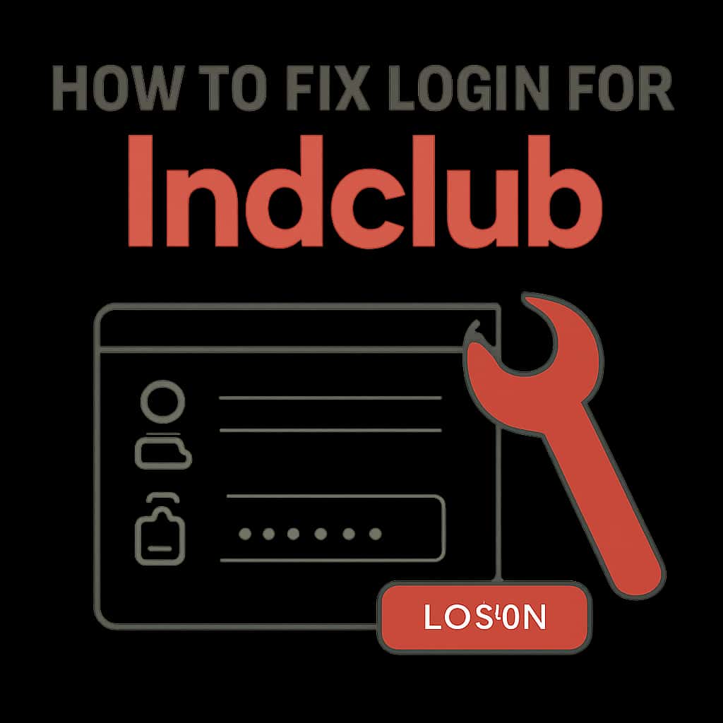 An educational diagram outlining steps to troubleshoot login issues for Indclub.