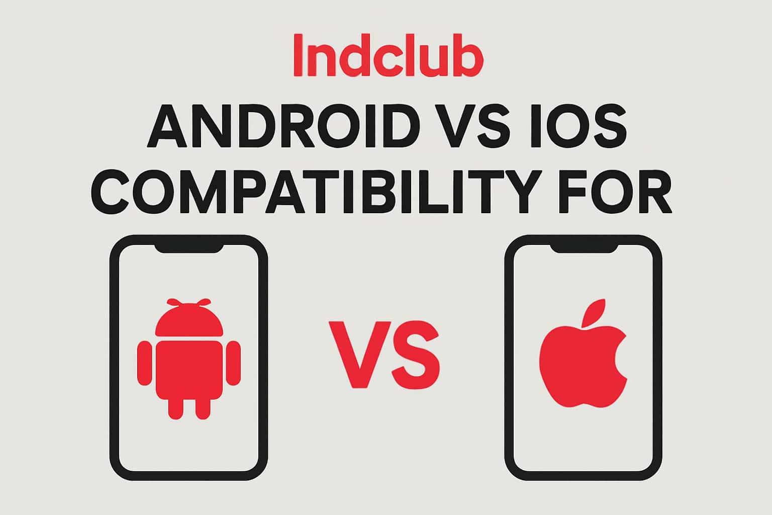 Illustration representing Android vs iOS compatibility for Indclub