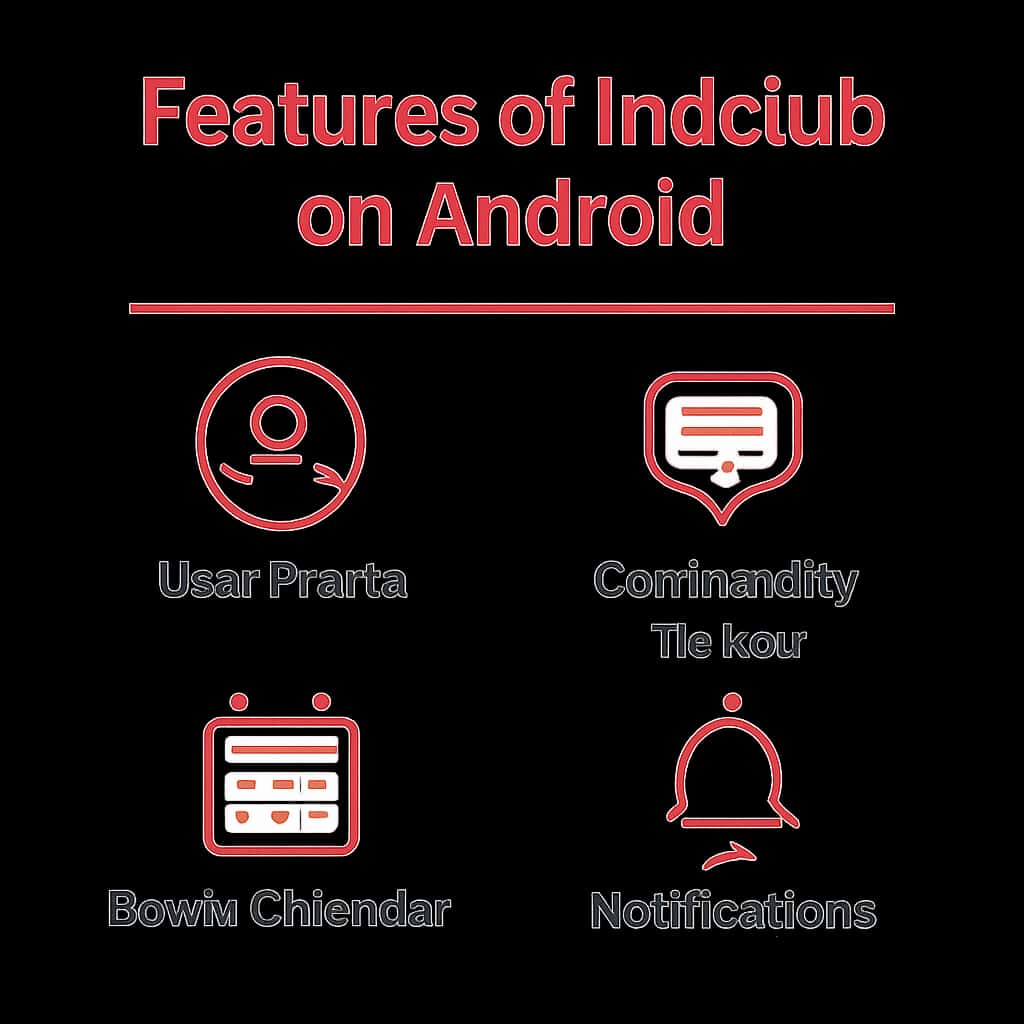 Illustration depicting the essential features of the Indclub app on Android.