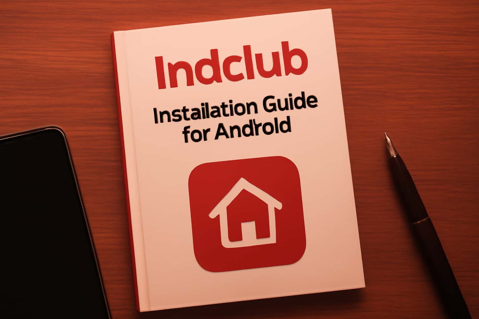 Informational scene showcasing the Indclub Installation Guide for Android