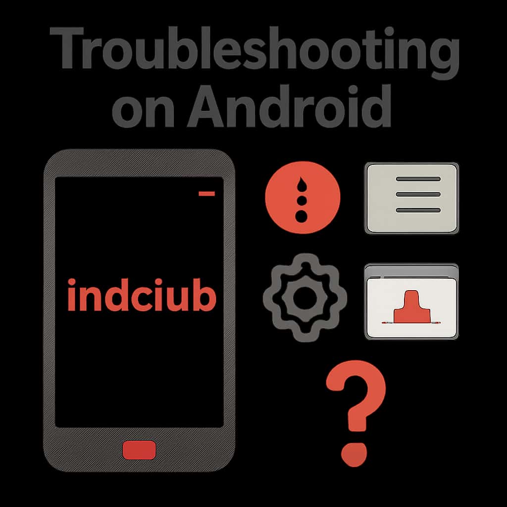 Educational diagram on troubleshooting Indclub on Android